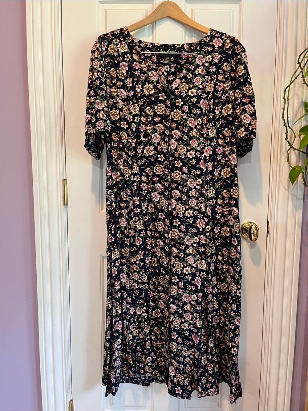 Vintage Black Floral Midi Dress